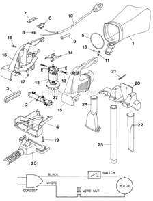 Page A Diagram and Parts List for AC5050-04 Type 1 Black and Decker Hand Vacuum
